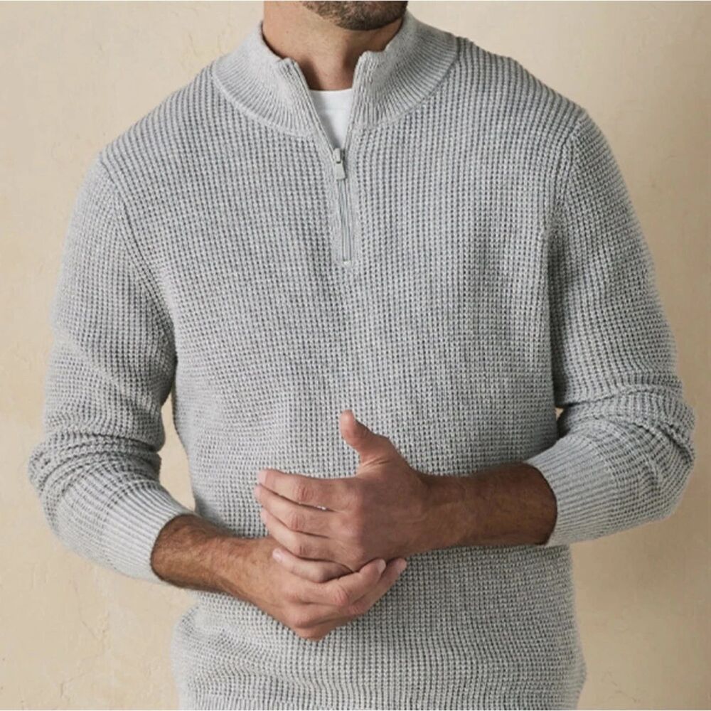 The Normal Brand Size Large Casual 1/4 Zip Waffle Knit Zip Pullover Sweater